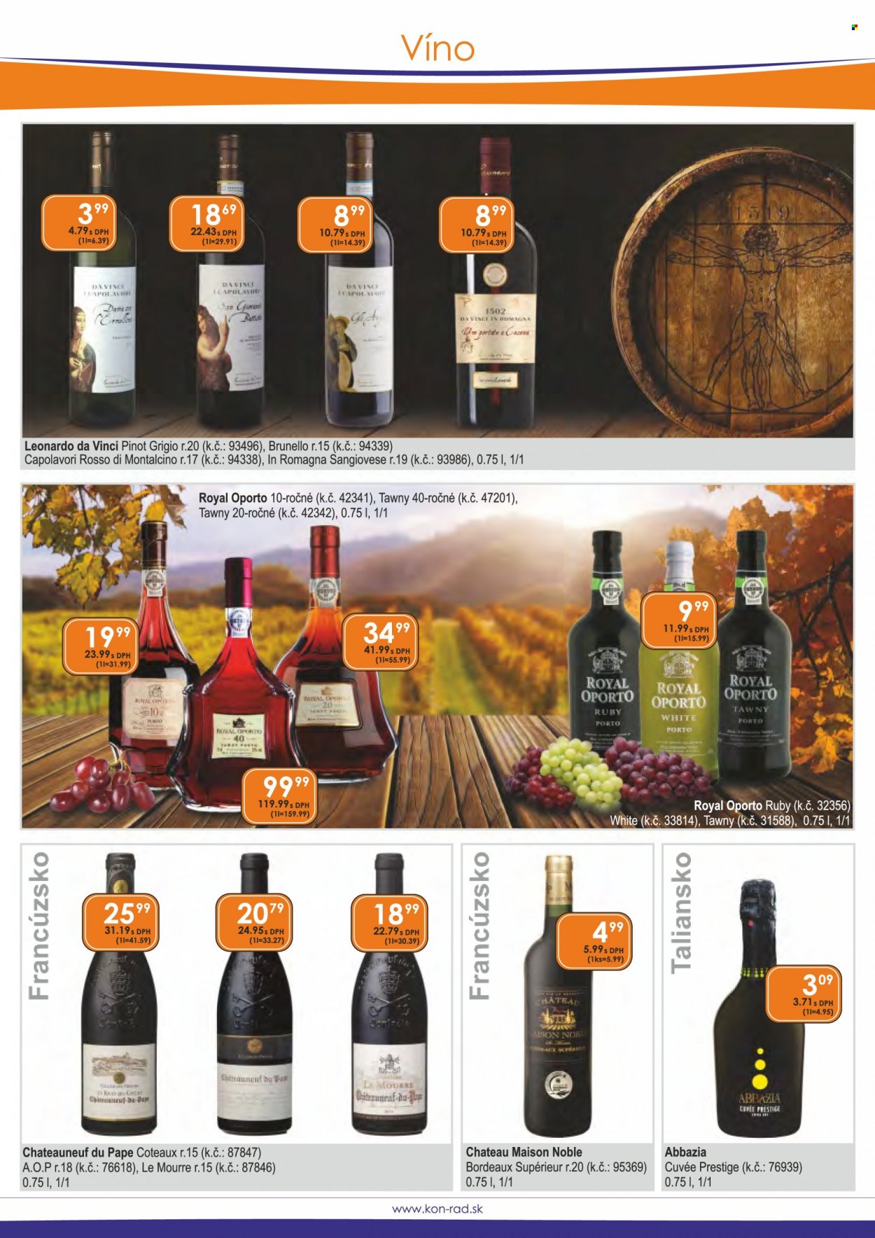 thumbnail - Leták KON-RAD - 1.1.2022 - 31.1.2022 - Produkty v akcii - Royal, červené víno, biele víno, Bordeaux, víno, Pinot Grigio, alkohol, Cuvée. Strana 25.