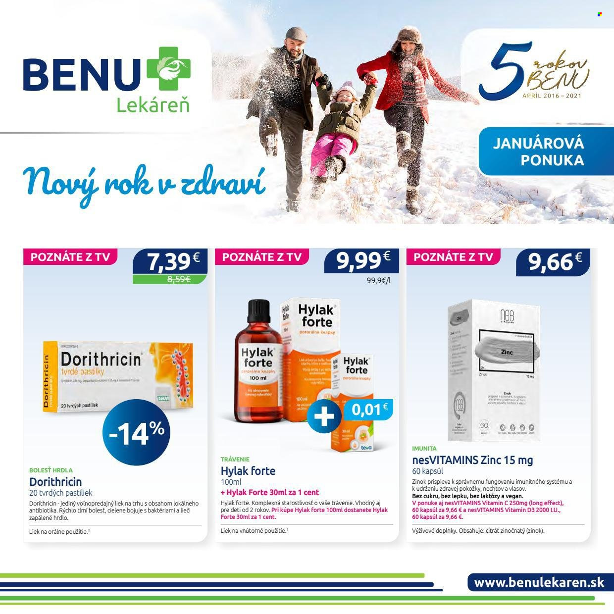 Leták BENU Lekáreň - 1.1.2022 - 31.1.2022. Strana 1
