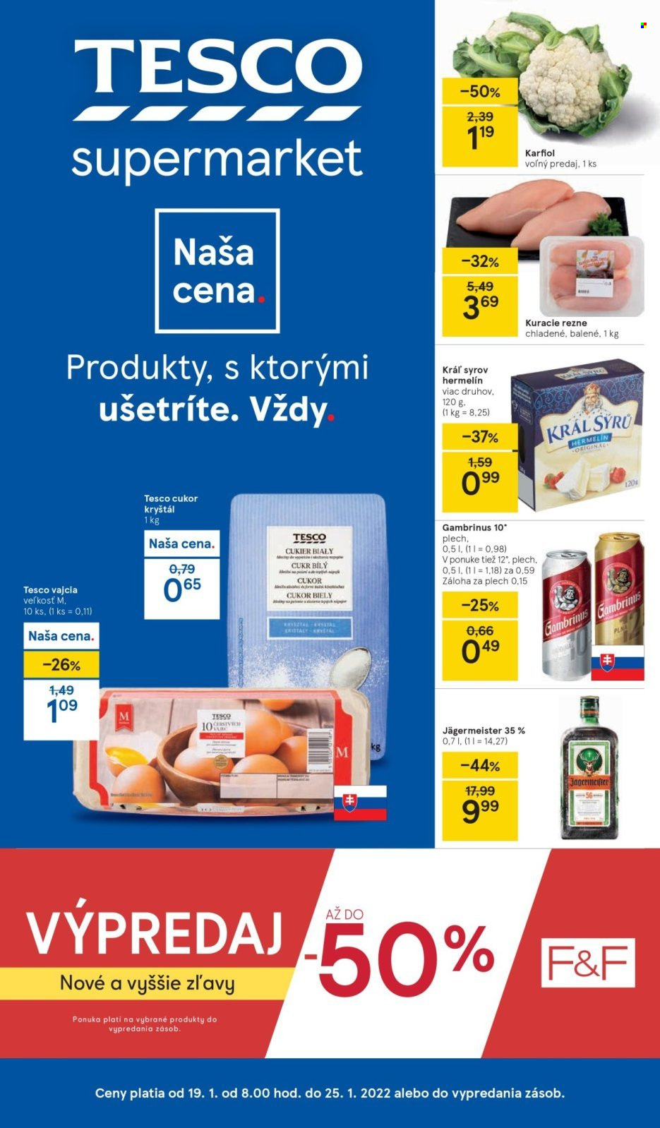 Leták TESCO supermarket - 19.1.2022 - 25.1.2022. Strana 1