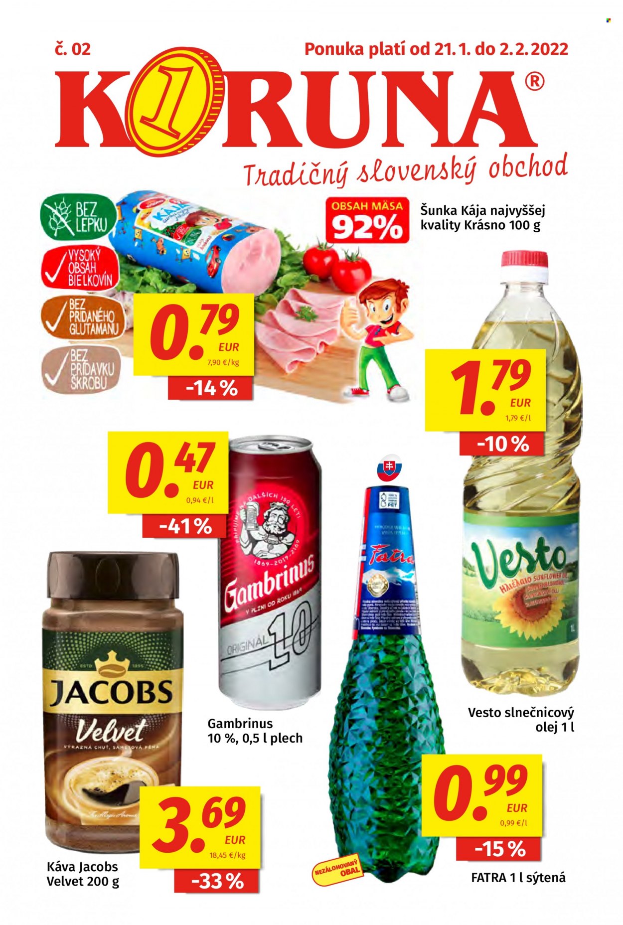 Leták Potraviny KORUNA - 21.1.2022 - 2.2.2022. Strana 1