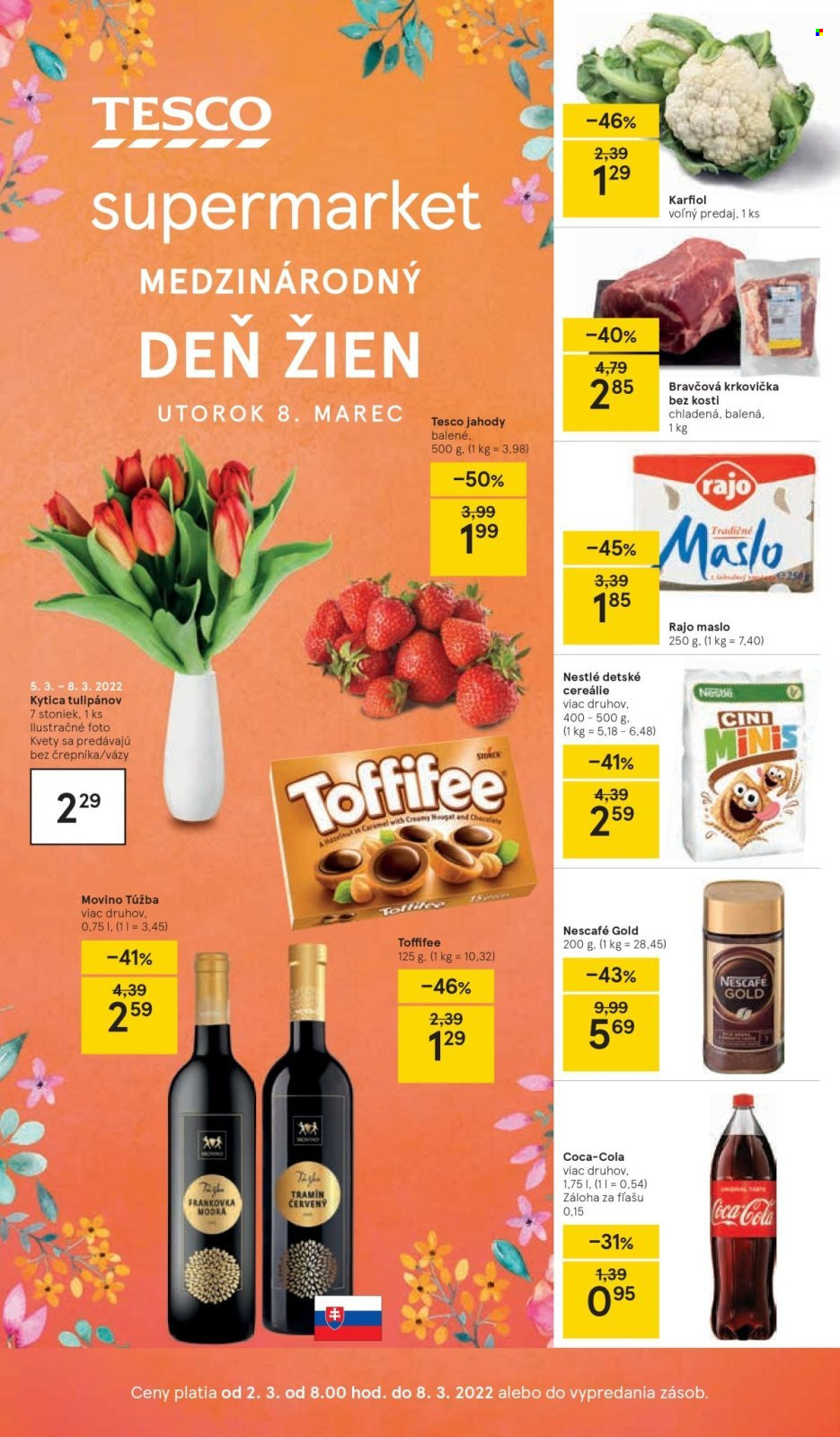 Leták TESCO supermarket - 2.3.2022 - 8.3.2022. Strana 1