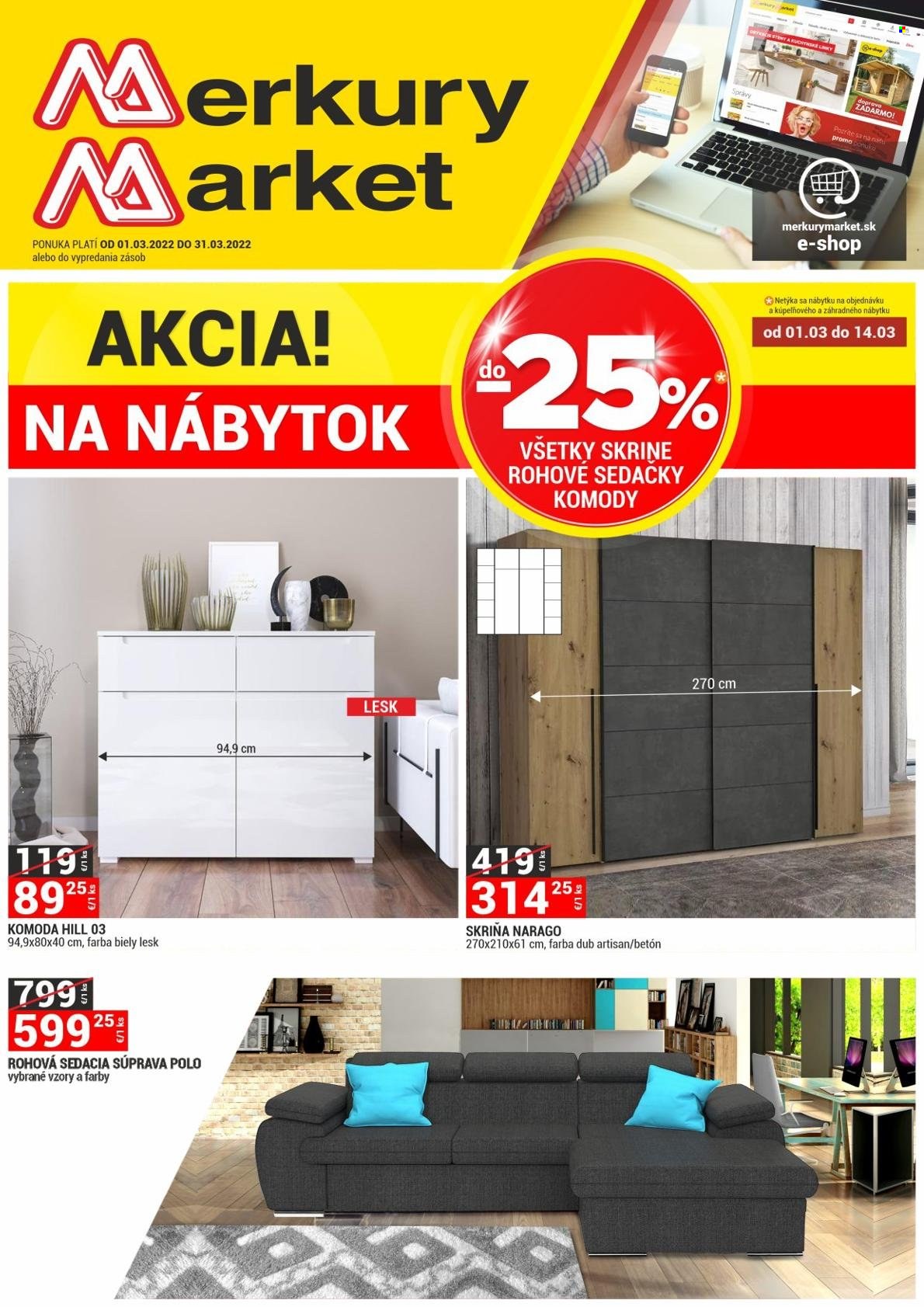 Leták Merkury Market - 1.3.2022 - 31.3.2022. Strana 1