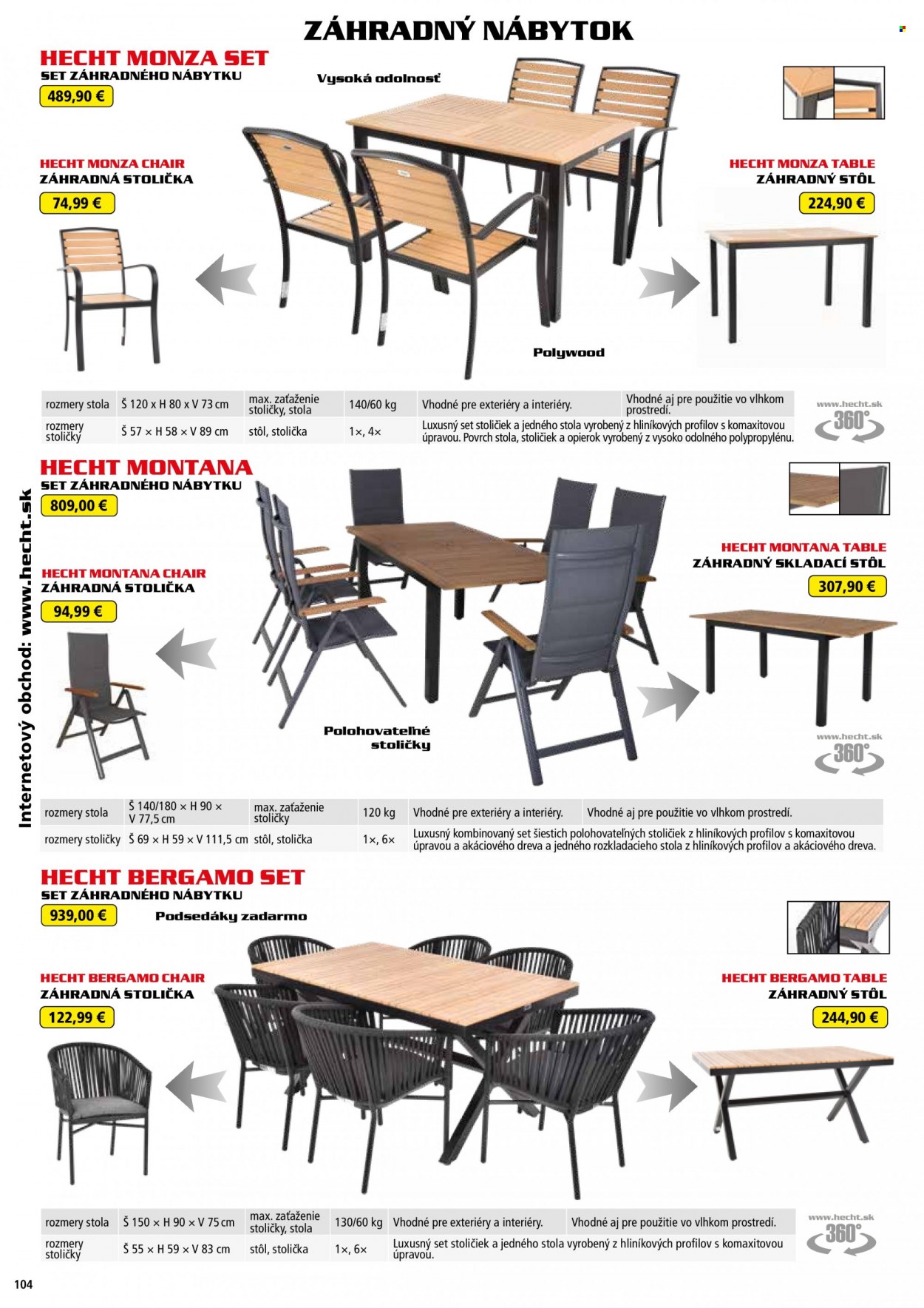 thumbnail - Leták Hecht - 20.2.2022 - 28.2.2023 - Produkty v akcii - Hecht, zahradný nábytok, stôl, záhradný stôl, stolička, záhradná stolička. Strana 104.