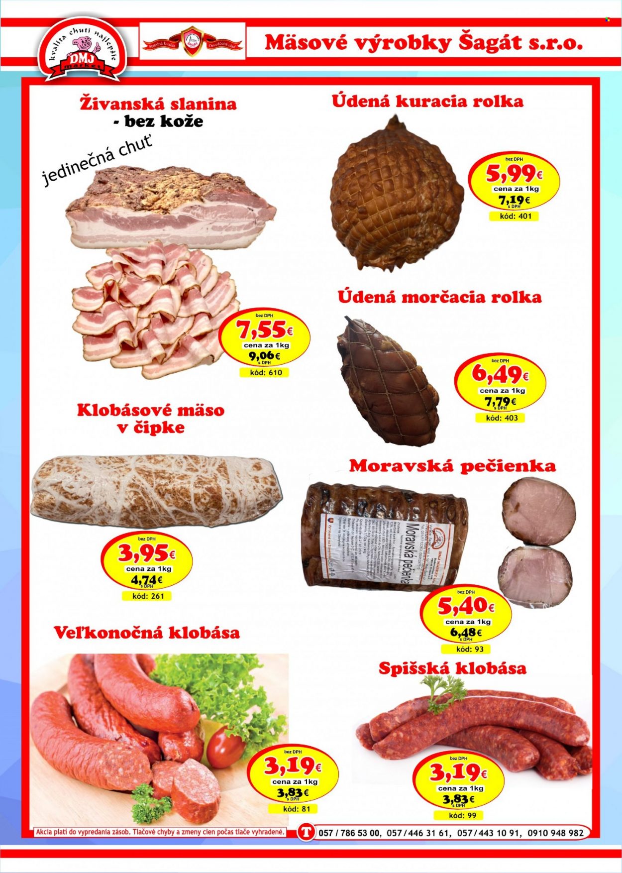 thumbnail - Leták DMJ market - Produkty v akcii - slanina, klobása, Cien. Strana 4.