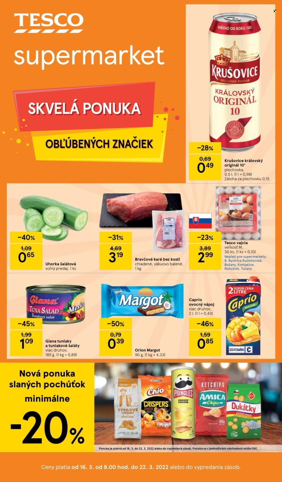 Leták TESCO supermarket - 16.3.2022 - 22.3.2022. Strana 1