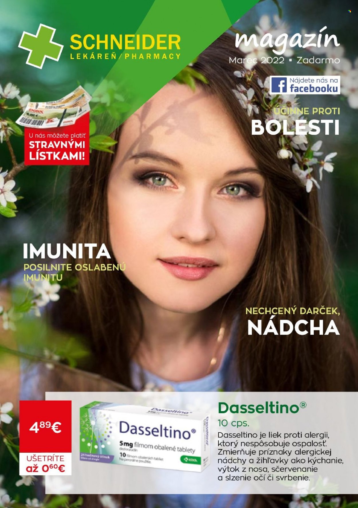 Leták Schneider Lekáreň - 1.3.2022 - 31.3.2022. Strana 1