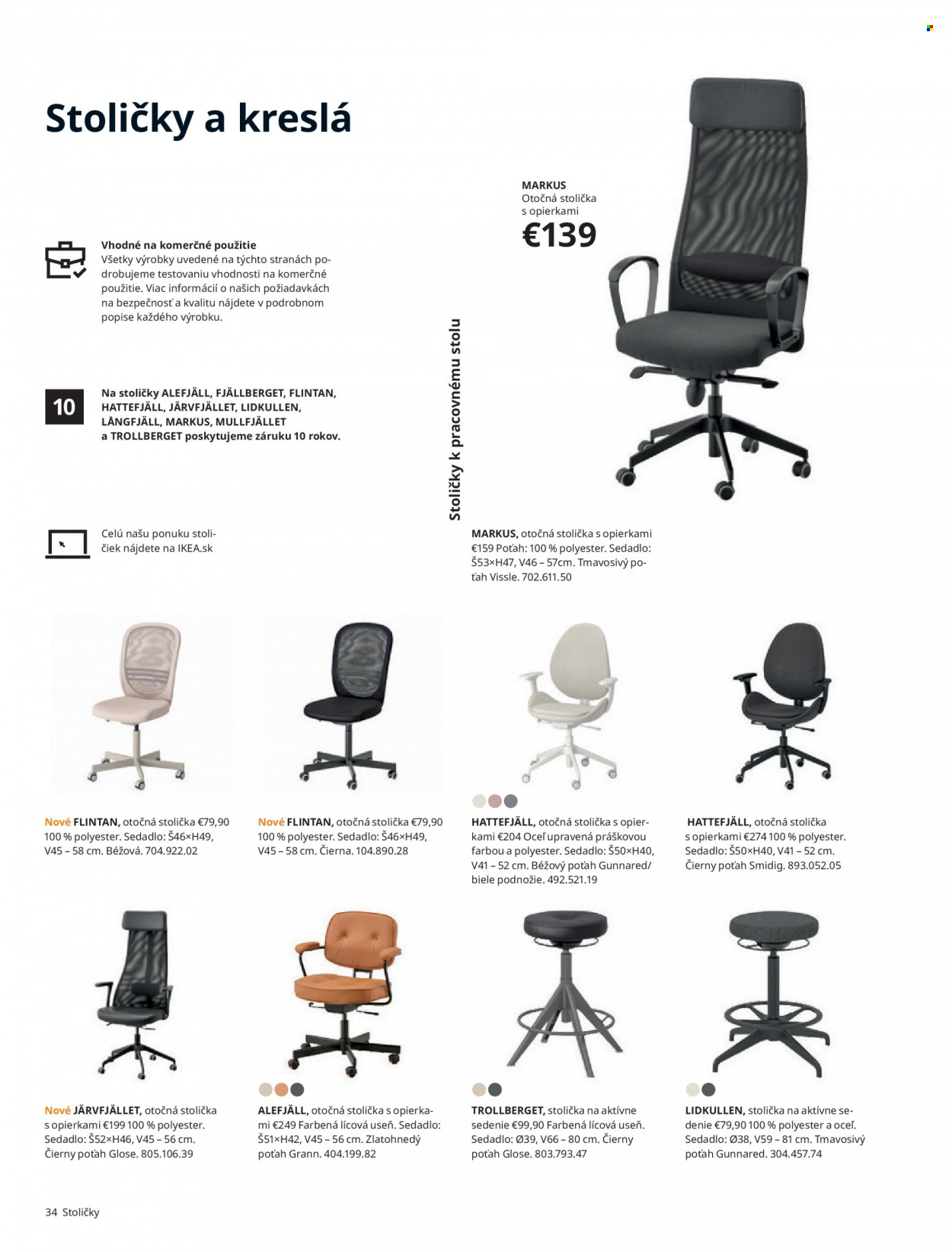 thumbnail - Leták IKEA - 25.3.2022 - 30.6.2022 - Produkty v akcii - stolička, otáčacia stolička, kancelárske kreslo. Strana 34.