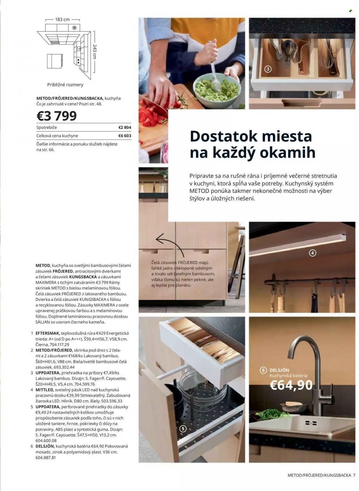 thumbnail - Leták IKEA - 25.3.2022 - 30.6.2022 - Produkty v akcii - hrniec, tanier, dóza, batérie, žiarovka, LED žiarovka, Metod, skriňa, drez. Strana 7.