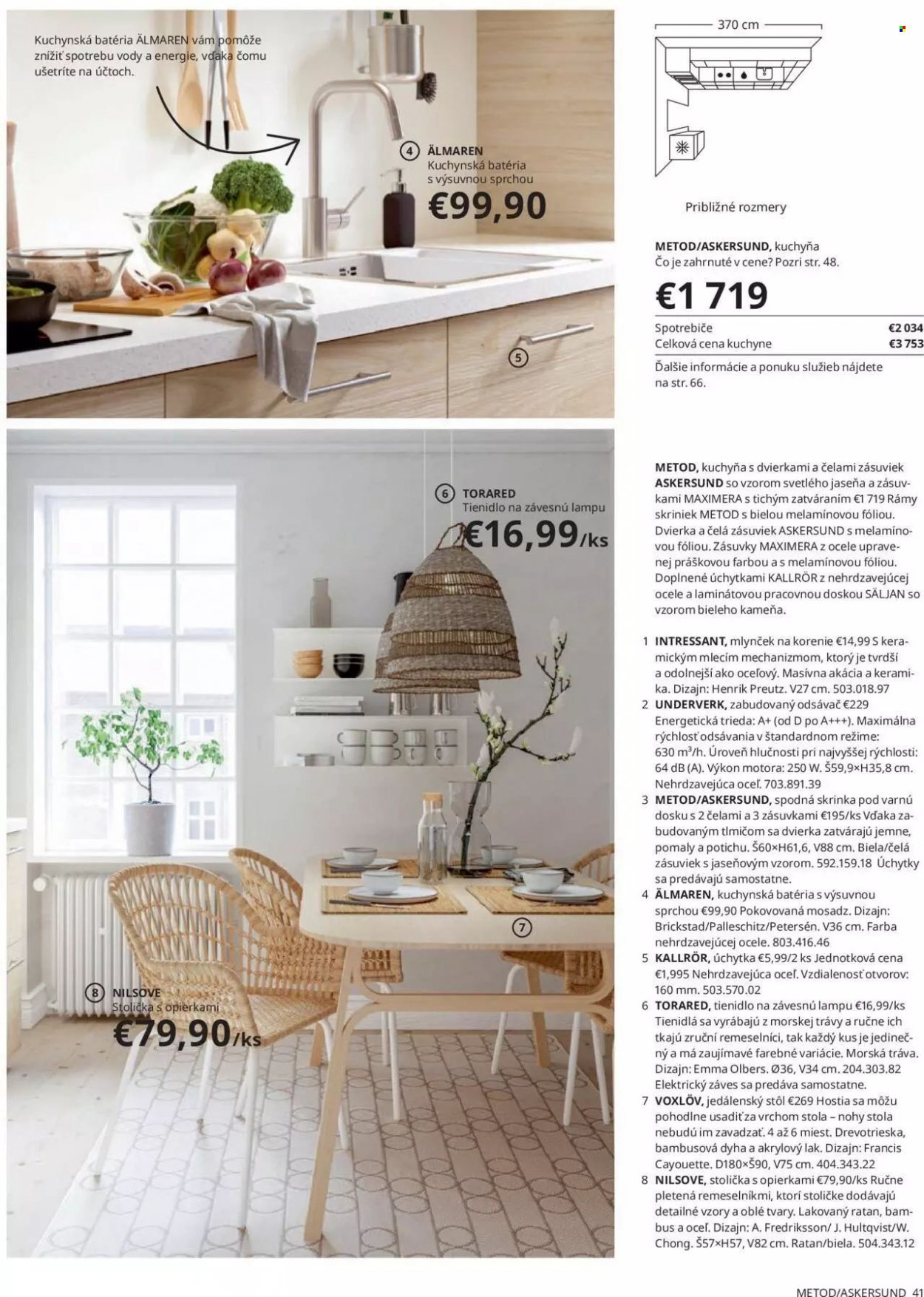 thumbnail - Leták IKEA - 25.3.2022 - 30.6.2022 - Produkty v akcii - mlynček, mlynček na korenie, batérie, záves, odsávač pár, Metod, jedálenský stôl, stôl, stolička, skriňa, tienidlo. Strana 41.