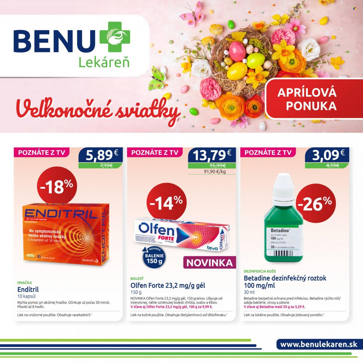Leták BENU Lekáreň - 1.4.2022 - 30.4.2022. Strana 1