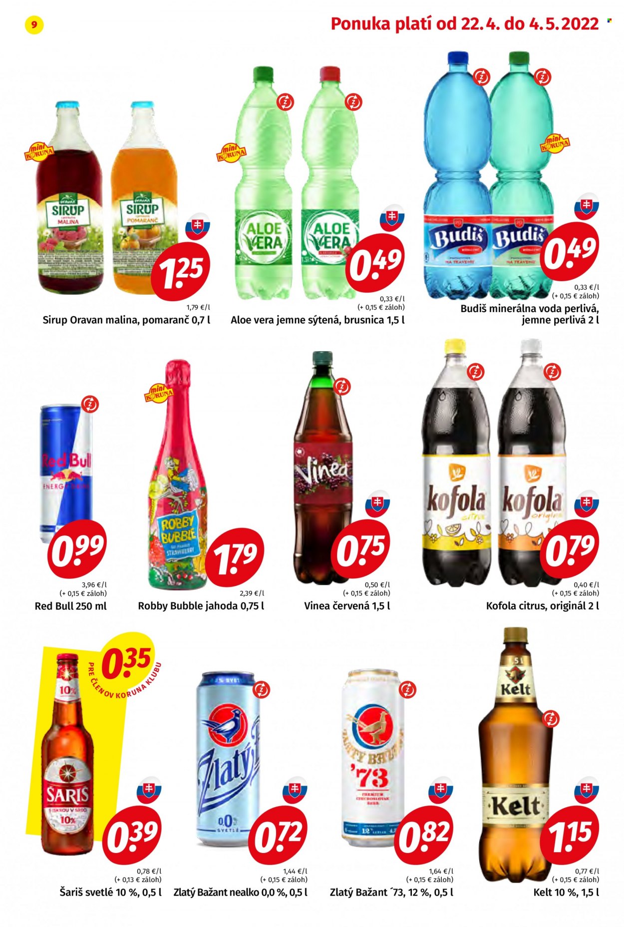 Leták Potraviny KORUNA - 22.4.2022 - 4.5.2022. Strana 9