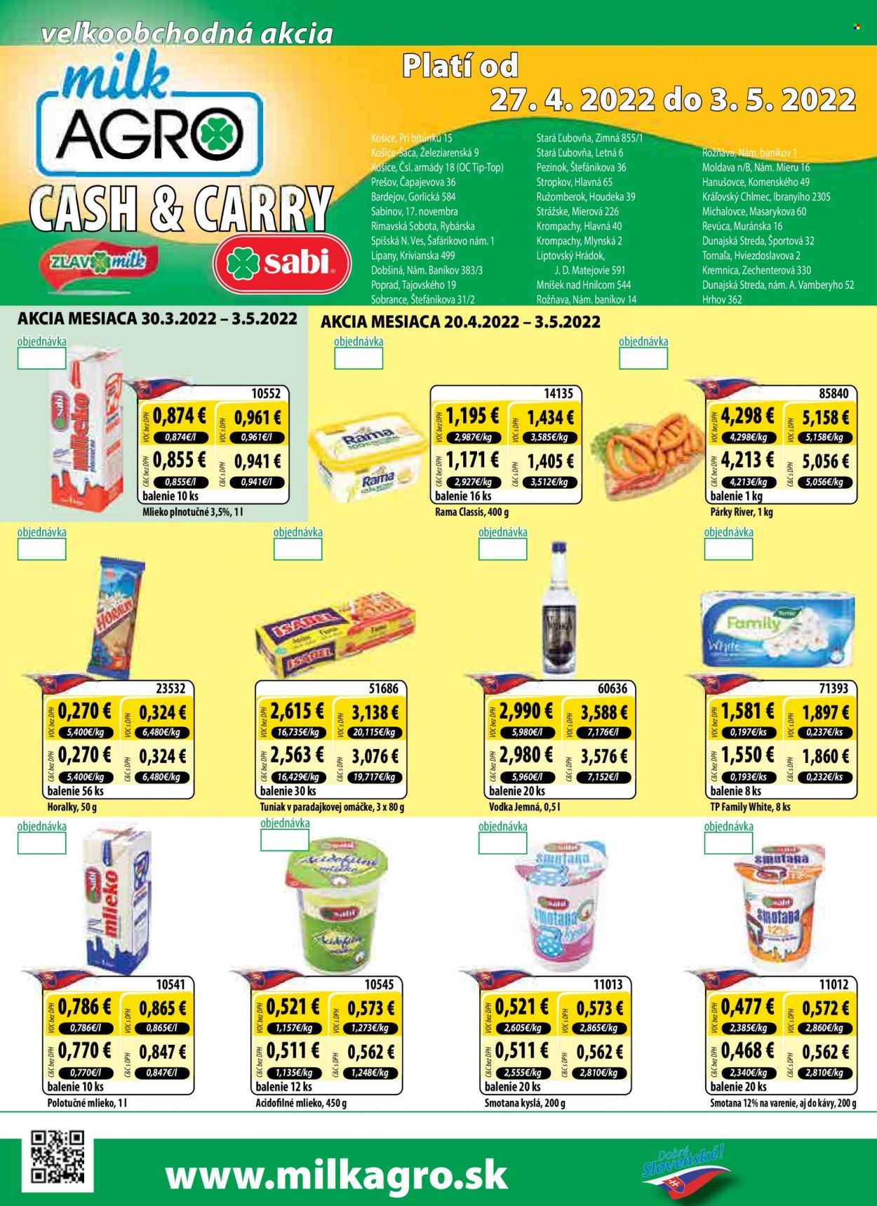 Leták Milk AGRO - 27.4.2022 - 3.5.2022. Strana 1
