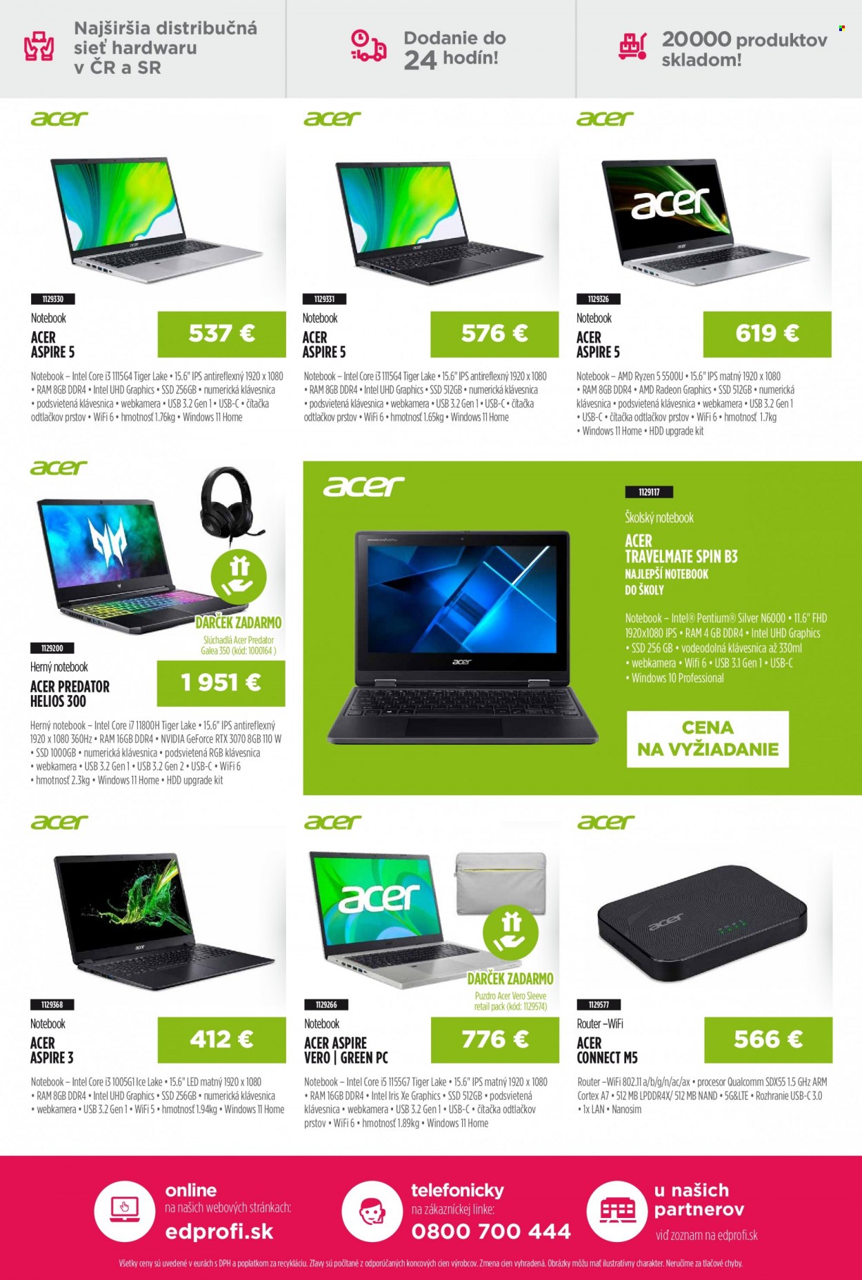 thumbnail - Leták eD PROFI - 1.5.2022 - 31.5.2022 - Produkty v akcii - Cien, Acer, Acer Aspire, wi-fi router, webkamera, herný notebook, slúchadlá. Strana 20.