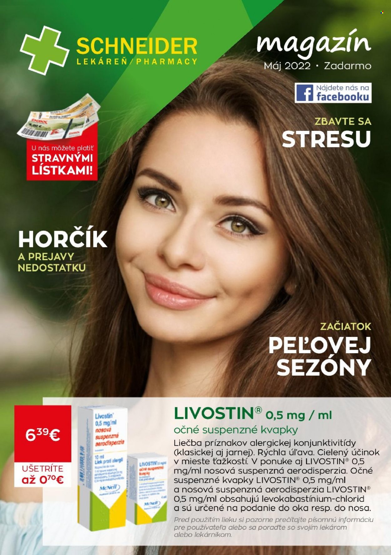 Leták Schneider Lekáreň - 1.5.2022 - 31.5.2022. Strana 1