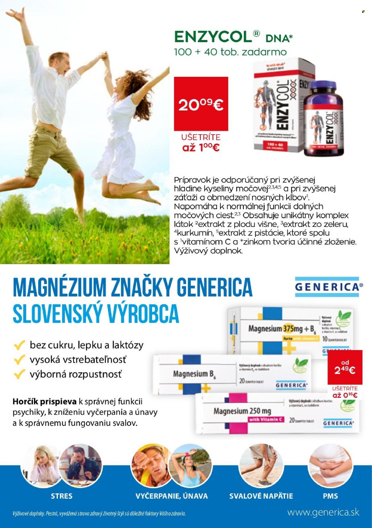 thumbnail - Leták Schneider Lekáreň - 1.5.2022 - 31.5.2022 - Produkty v akcii - Enzycol, Magnesium, vitamín C, výživový doplnok, Generica, horčík, liek na močové cesty, vitamín. Strana 6.