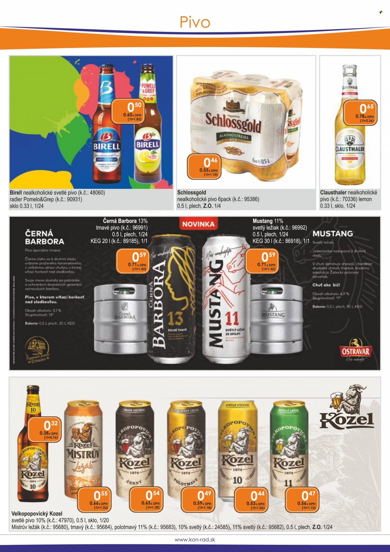 thumbnail - Leták KON-RAD - 1.5.2022 - 31.5.2022 - Produkty v akcii - Radler, ležiak, svetlý ležiak, nealkoholické pivo, Birell, Velkopopovický Kozel, svetlé pivo, tmavé pivo, pivo, Ostravar. Strana 38.