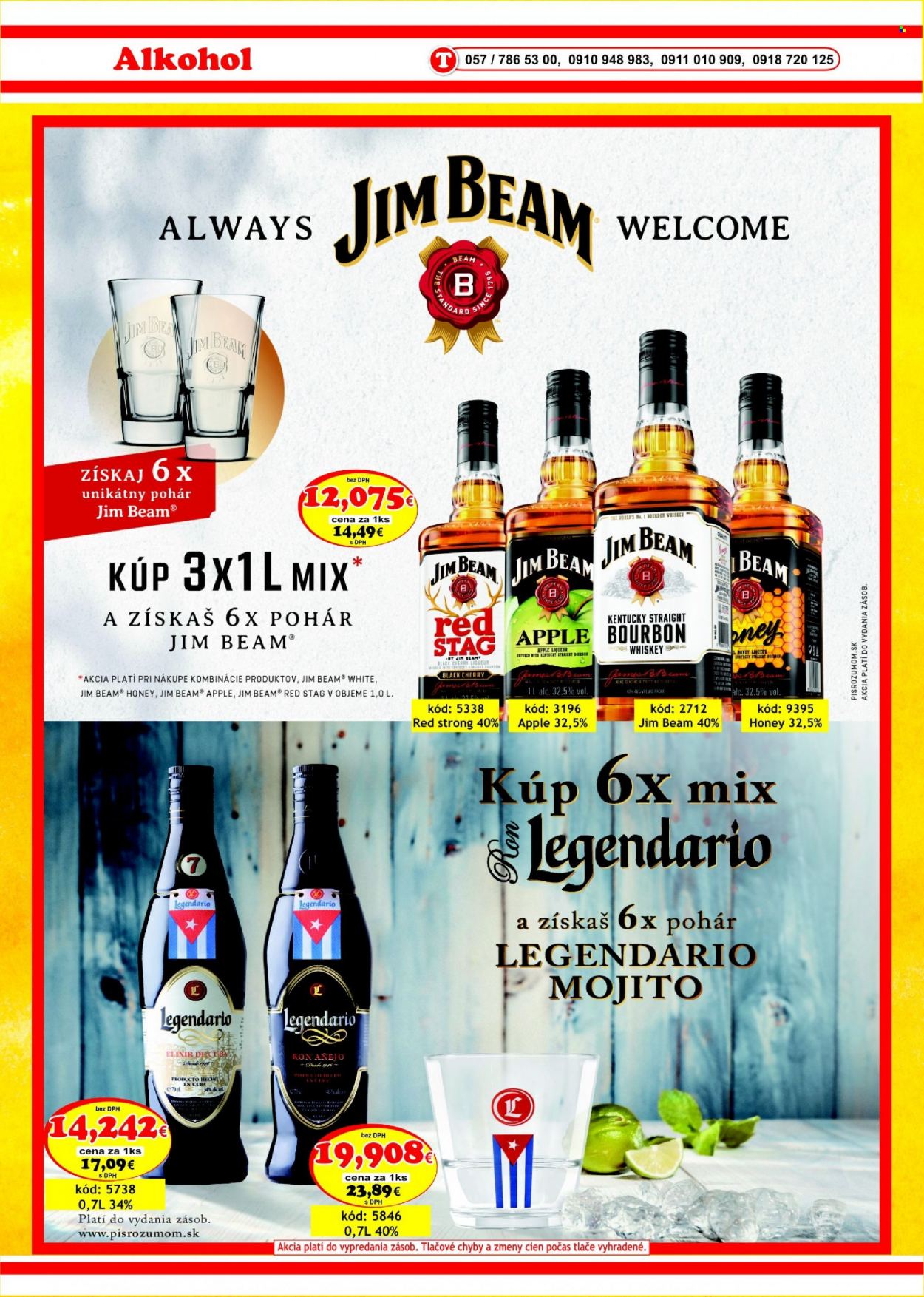 thumbnail - Leták DMJ market - 1.5.2022 - 30.6.2022 - Produkty v akcii - alkohol, rum, whisky, Jim Beam, Legendario, Cien, Always. Strana 38.