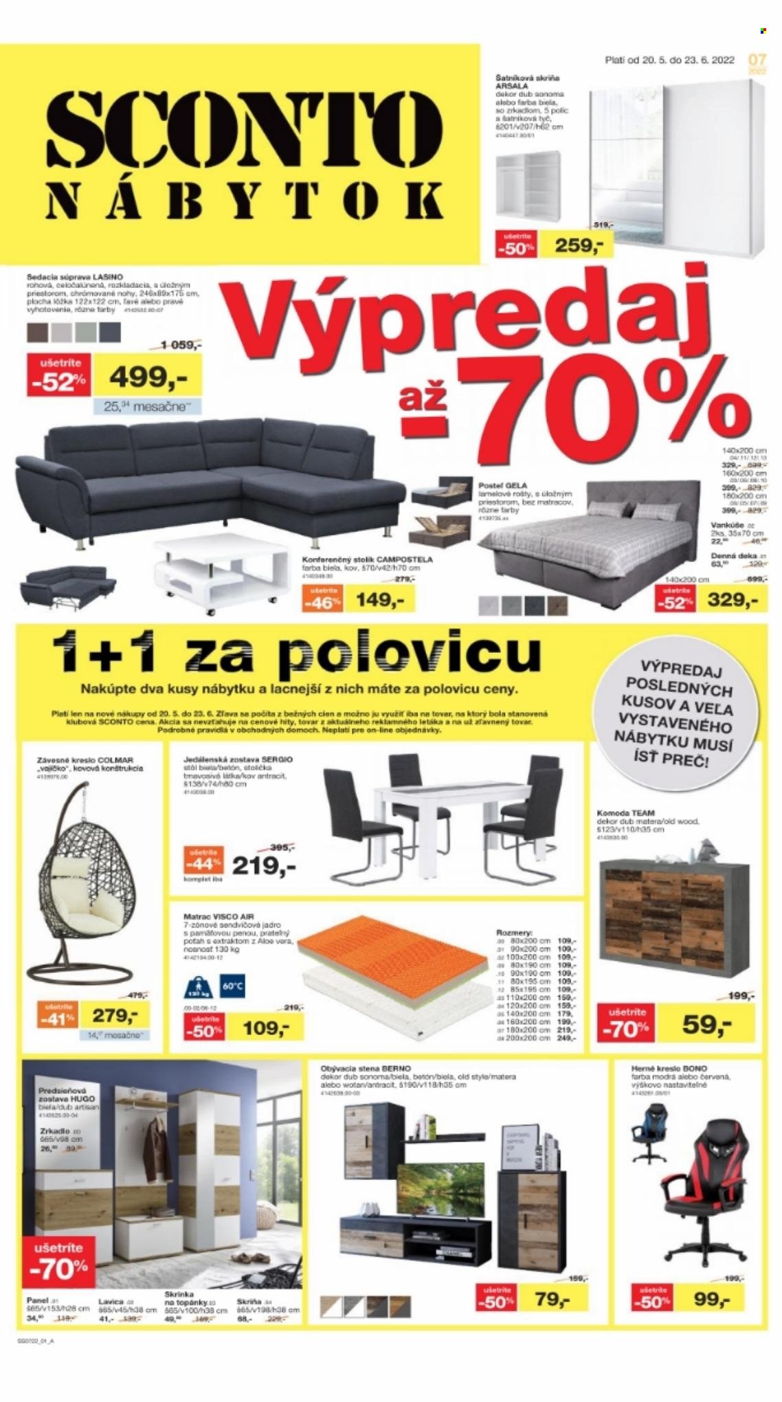 Leták Sconto nábytok - 20.5.2022 - 23.6.2022. Strana 1