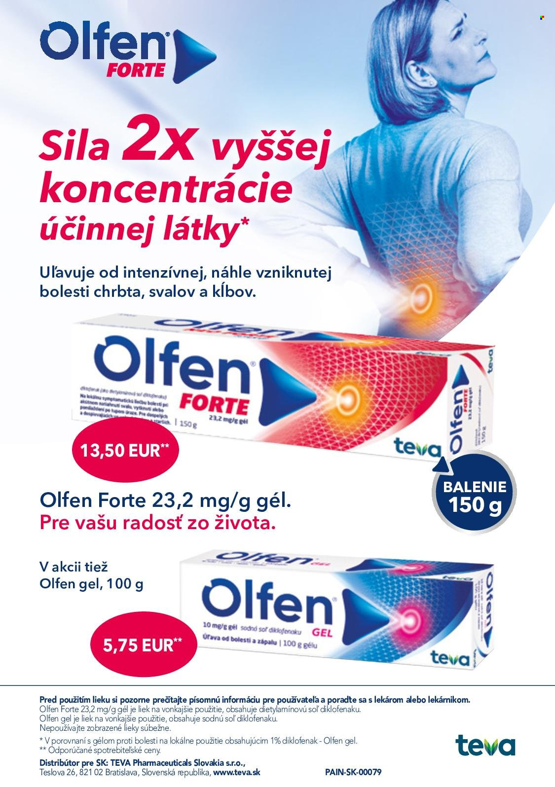 thumbnail - Leták Schneider Lekáreň - 1.6.2022 - 30.6.2022 - Produkty v akcii - Olfen, nesteroidné antiflogistikum, liek proti bolesti, TEVA. Strana 7.