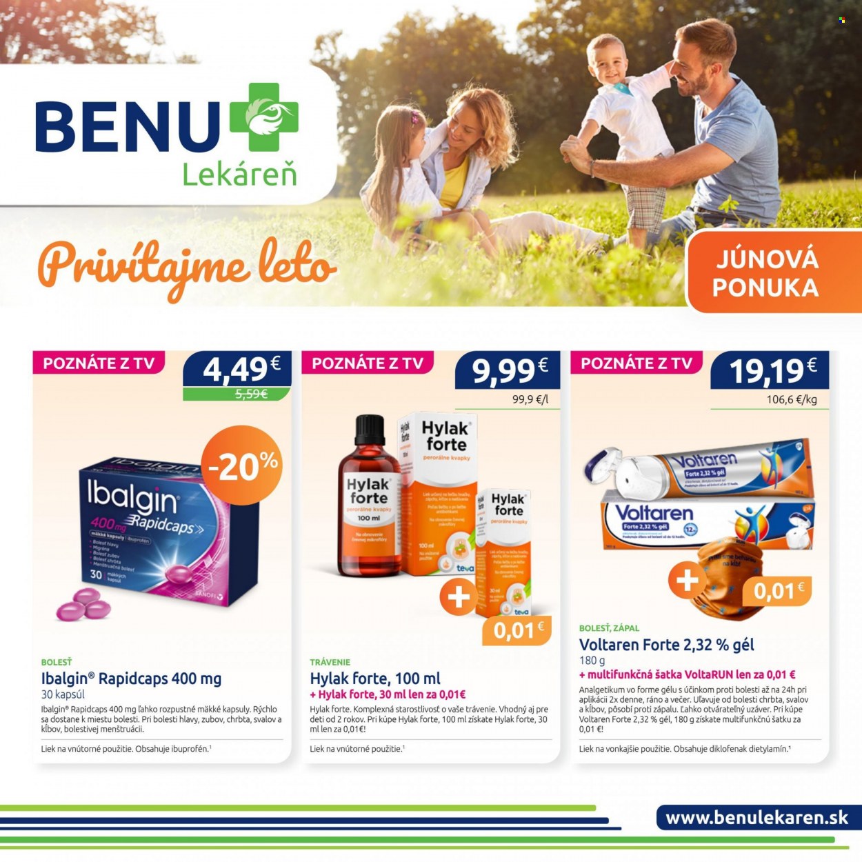 Leták BENU Lekáreň - 1.6.2022 - 30.6.2022. Strana 1