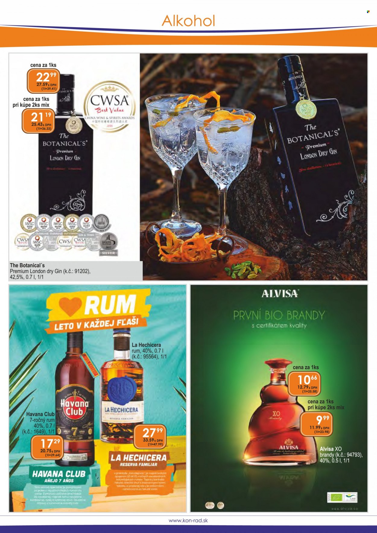 thumbnail - Leták KON-RAD - 1.6.2022 - 30.6.2022 - Produkty v akcii - miešaný nápoj, alkohol, brandy, rum, Botanical's, Havana Club, Familia, La Hechicera. Strana 18.