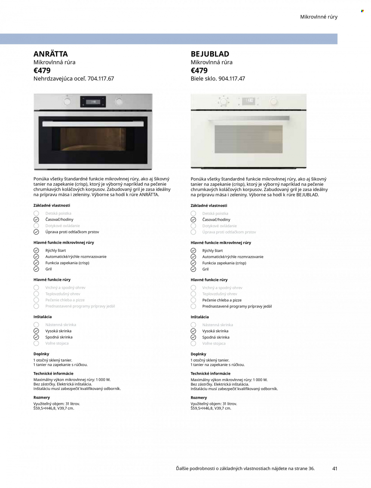 Leták IKEA - Produkty v akcii - hodiny, tanier, mikrovlnná rúra, skriňa. Strana 41.