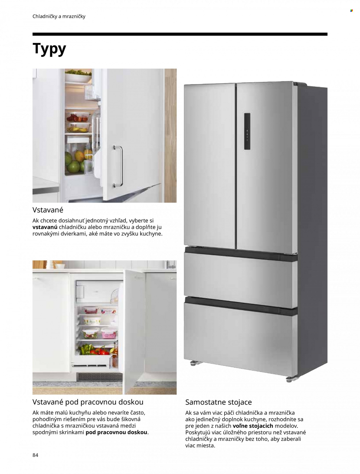 thumbnail - Leták IKEA - Produkty v akcii - chladnička, chladnička s mrazničkou. Strana 84.