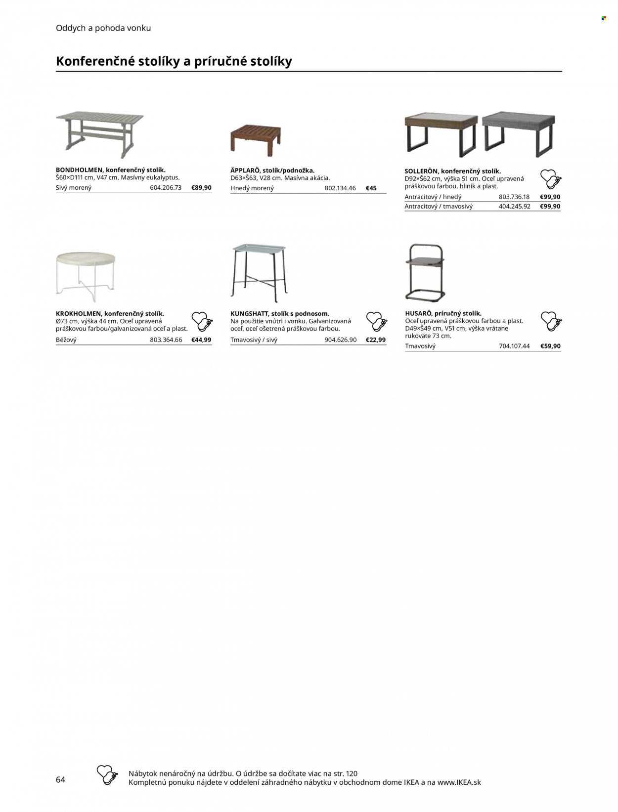 thumbnail - Leták IKEA - Produkty v akcii - konferenčný stolík, príručný stolík, stolík. Strana 64.