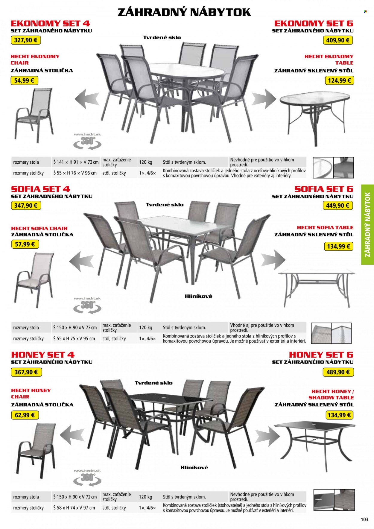 thumbnail - Leták Hecht - 1.6.2022 - 28.2.2023 - Produkty v akcii - Hecht, zahradný nábytok, stôl, záhradný stôl, stolička, záhradná stolička. Strana 103.