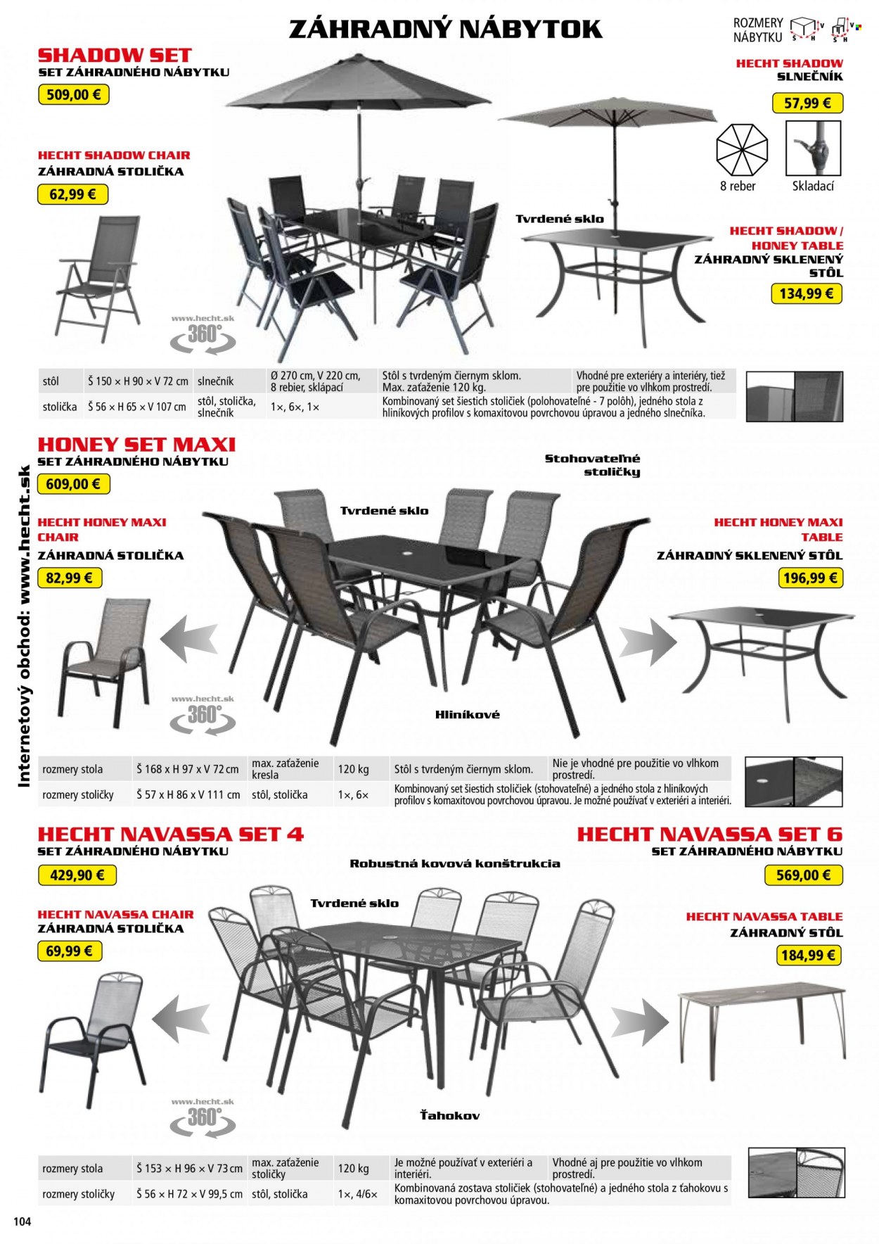 thumbnail - Leták Hecht - 1.6.2022 - 28.2.2023 - Produkty v akcii - Hecht, zahradný nábytok, stôl, záhradný stôl, stolička, záhradná stolička, slnečník. Strana 104.