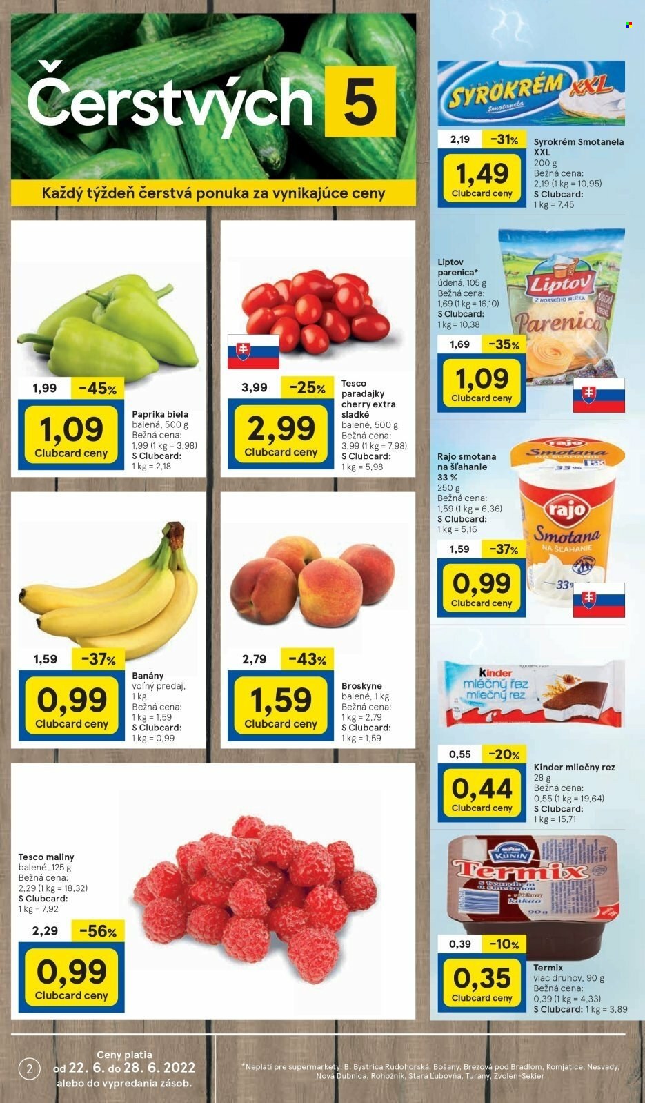Leták TESCO supermarket - 22.6.2022 - 28.6.2022. Strana 2