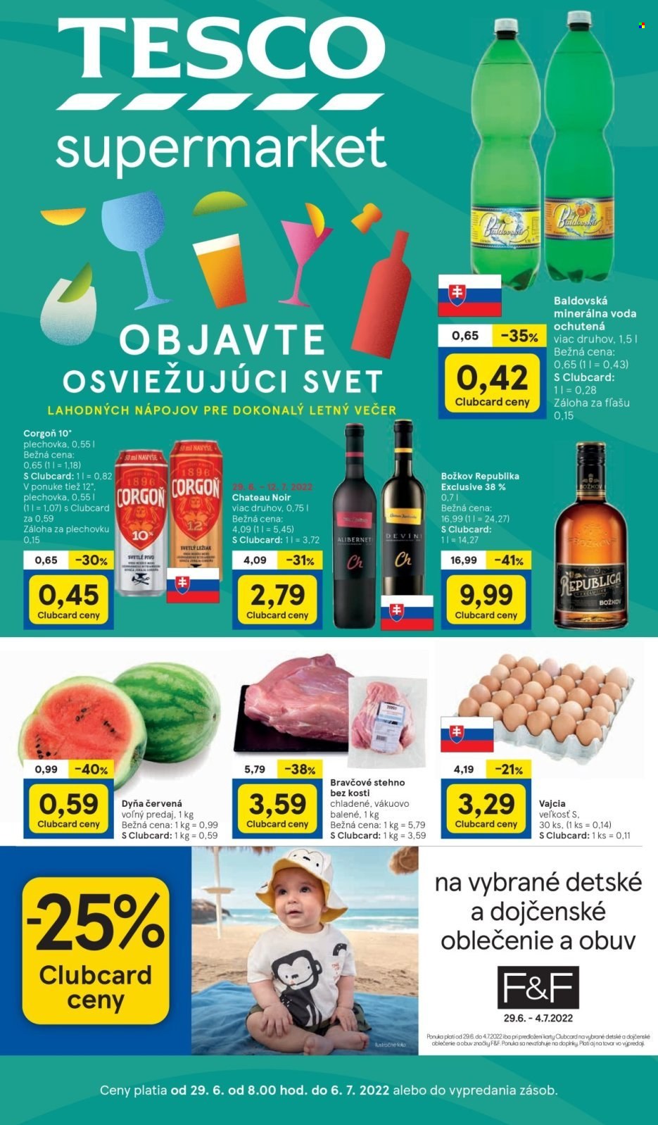 Leták TESCO supermarket - 29.6.2022 - 6.7.2022. Strana 1