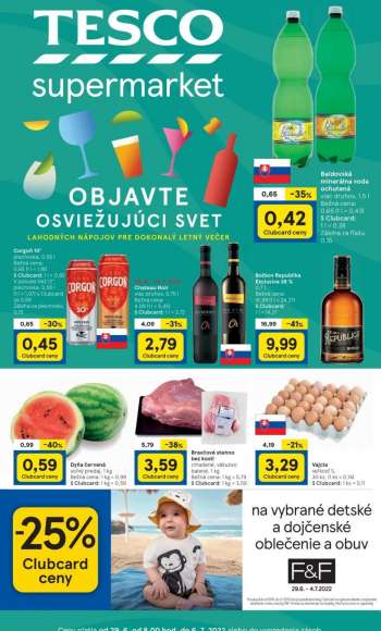 Leták TESCO supermarket - 29.6.2022 - 6.7.2022.
