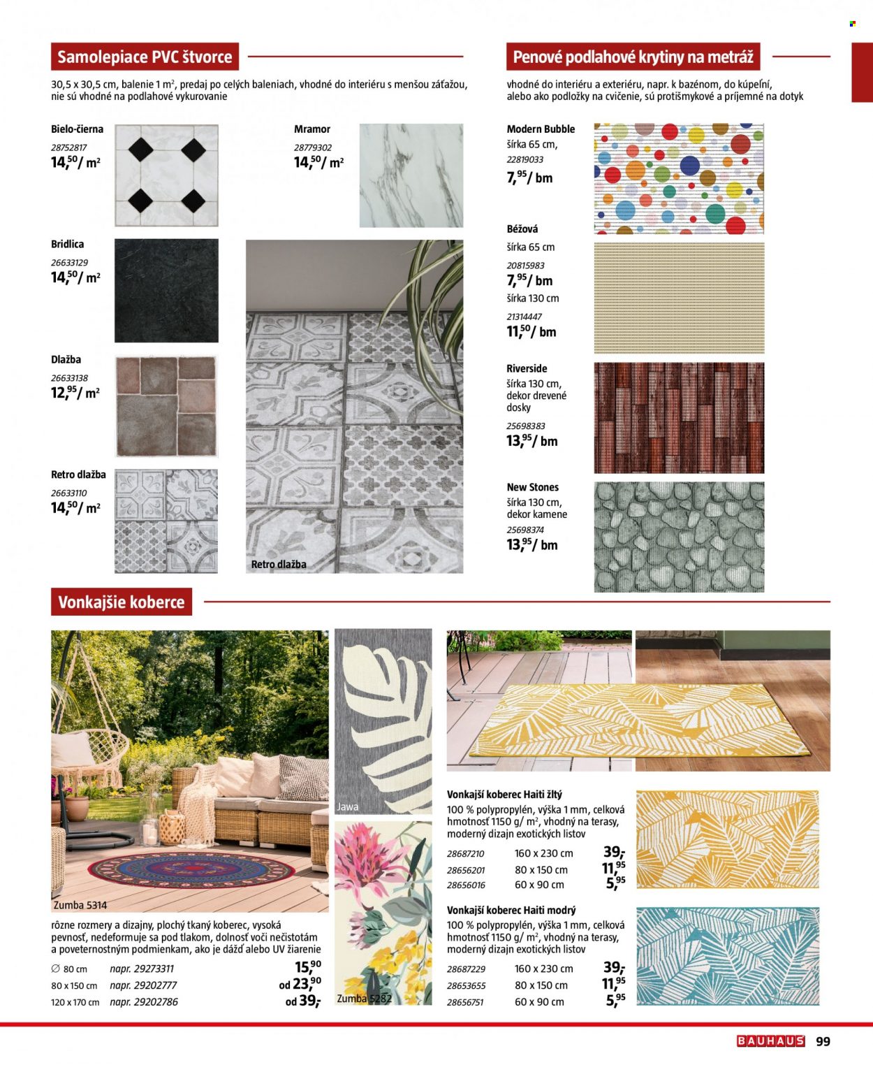 thumbnail - Leták Bauhaus - 7.7.2022 - 31.12.2022 - Produkty v akcii - dlažba, koberec, tkaný koberec. Strana 99.