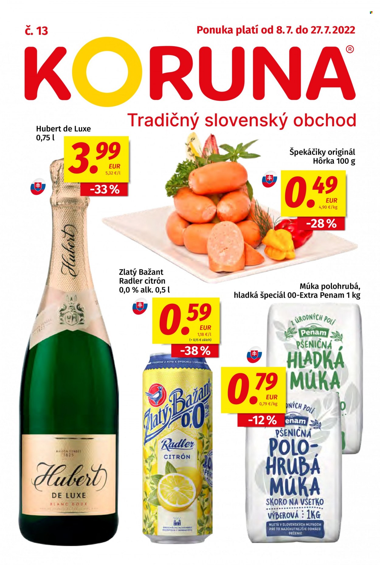 Leták Potraviny KORUNA - 8.7.2022 - 27.7.2022. Strana 1