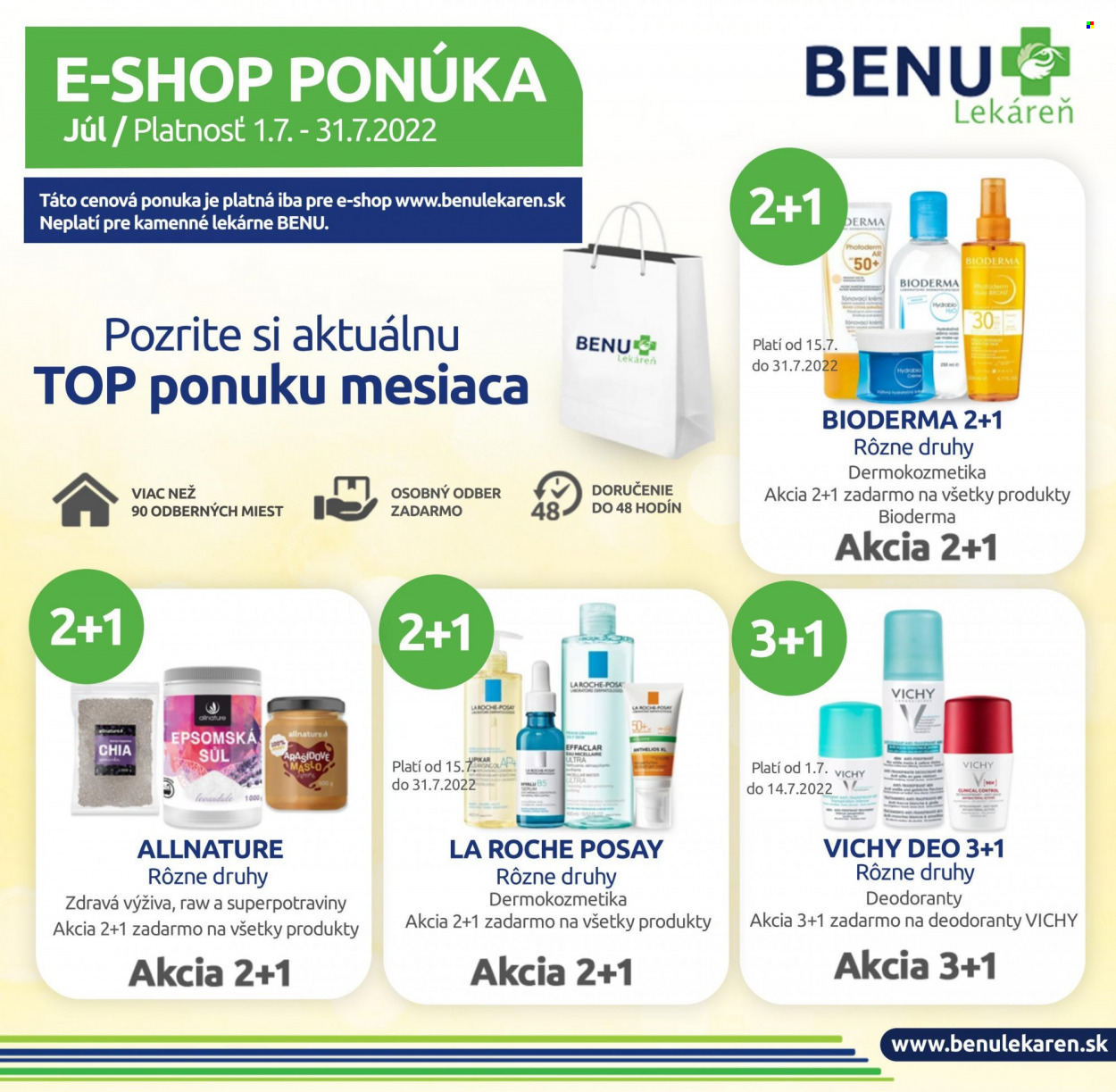 Leták BENU Lekáreň - 1.7.2022 - 31.7.2022. Strana 1