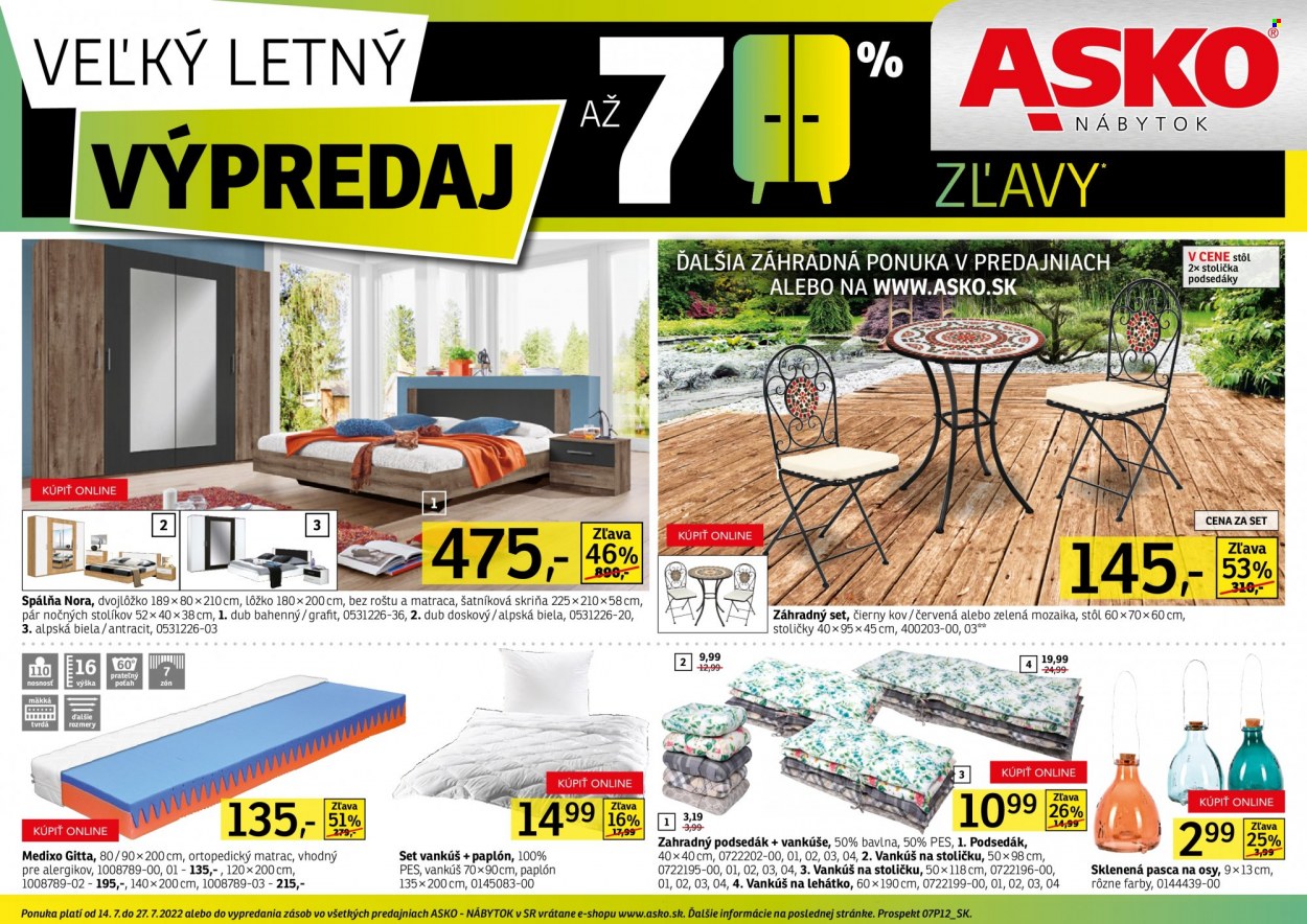Leták Asko Nábytok - 14.7.2022 - 27.7.2022. Strana 1