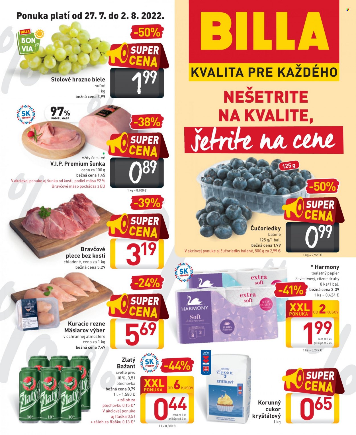 Leták Billa - 27.7.2022 - 2.8.2022. Strana 1