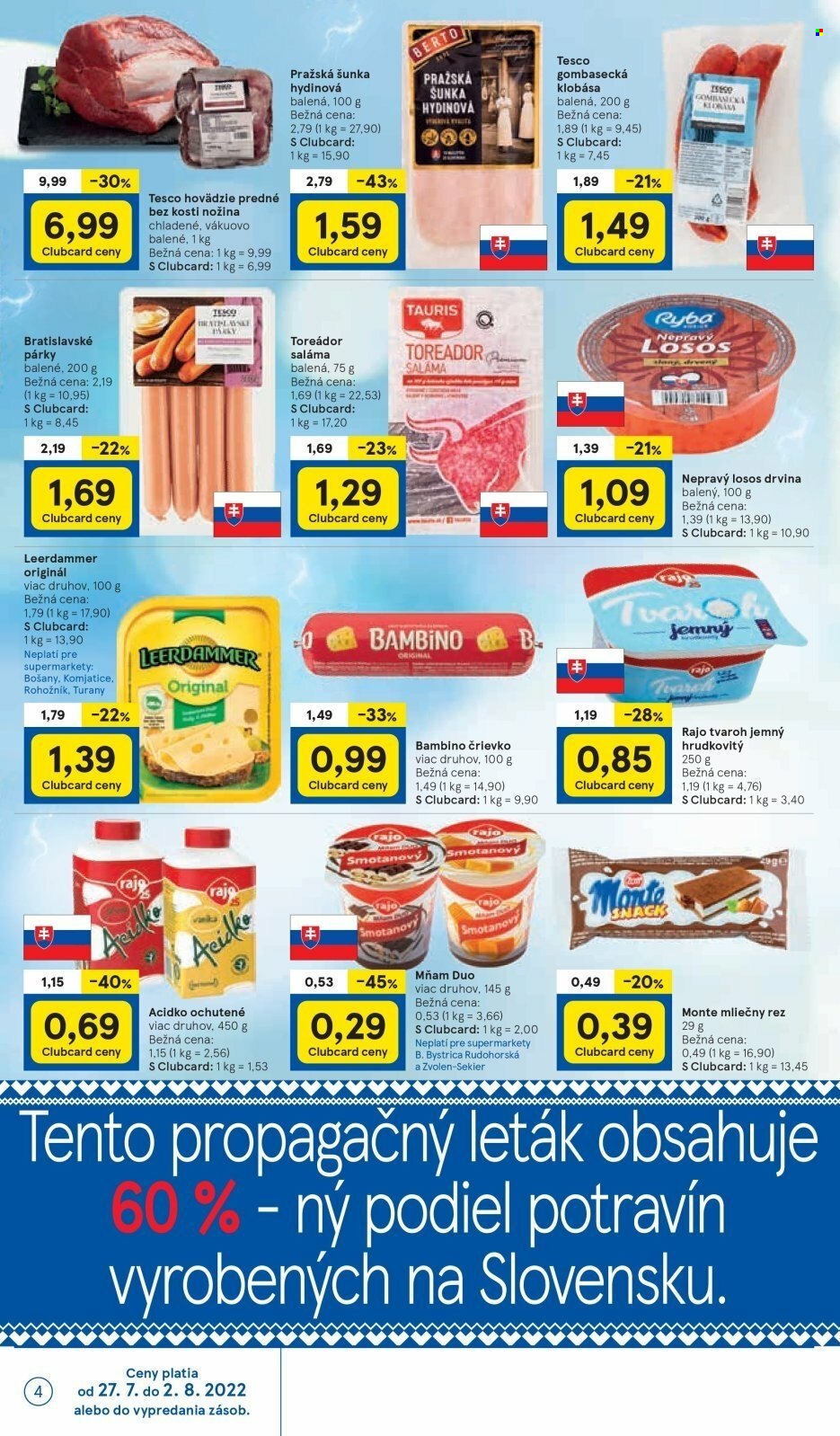 Leták TESCO supermarket - 27.7.2022 - 2.8.2022. Strana 4