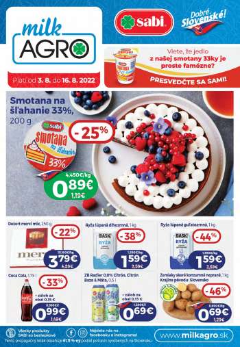 Leták Milk AGRO - 3.8.2022 - 16.8.2022.