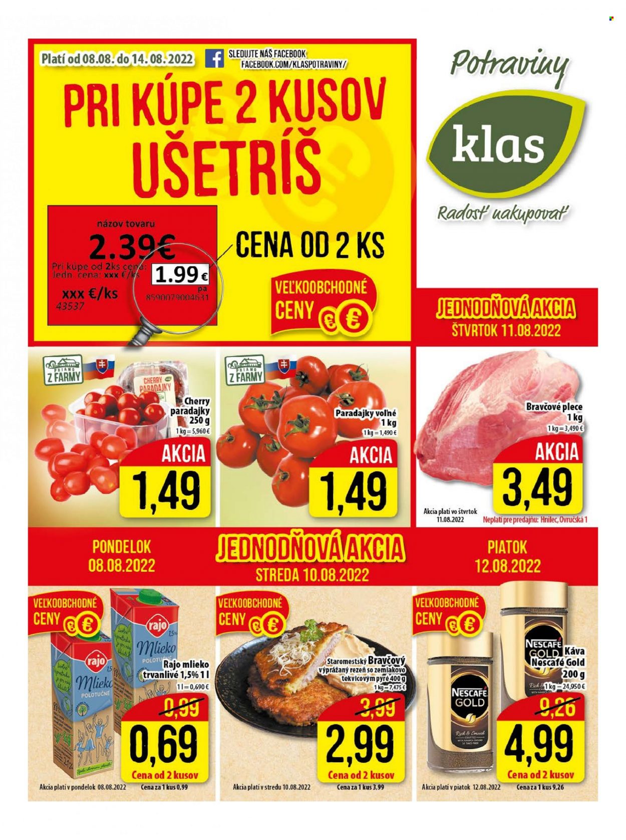 Leták Klas - 8.8.2022 - 14.8.2022. Strana 1