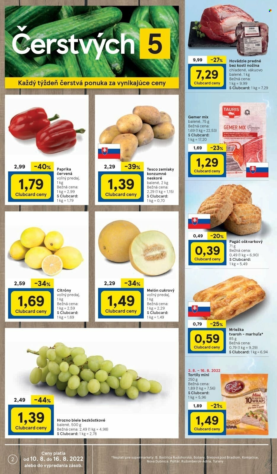 Leták TESCO supermarket - 10.8.2022 - 16.8.2022. Strana 2