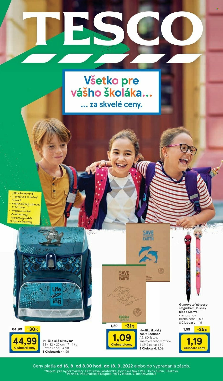 Leták TESCO - 16.8.2022 - 18.9.2022. Strana 1