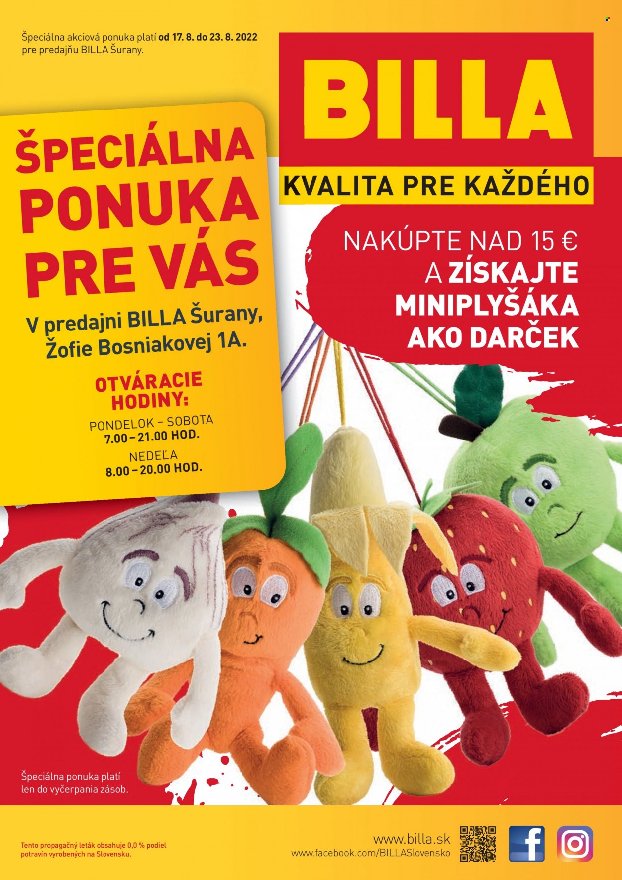 Leták Billa - 17.8.2022 - 23.8.2022. Strana 1