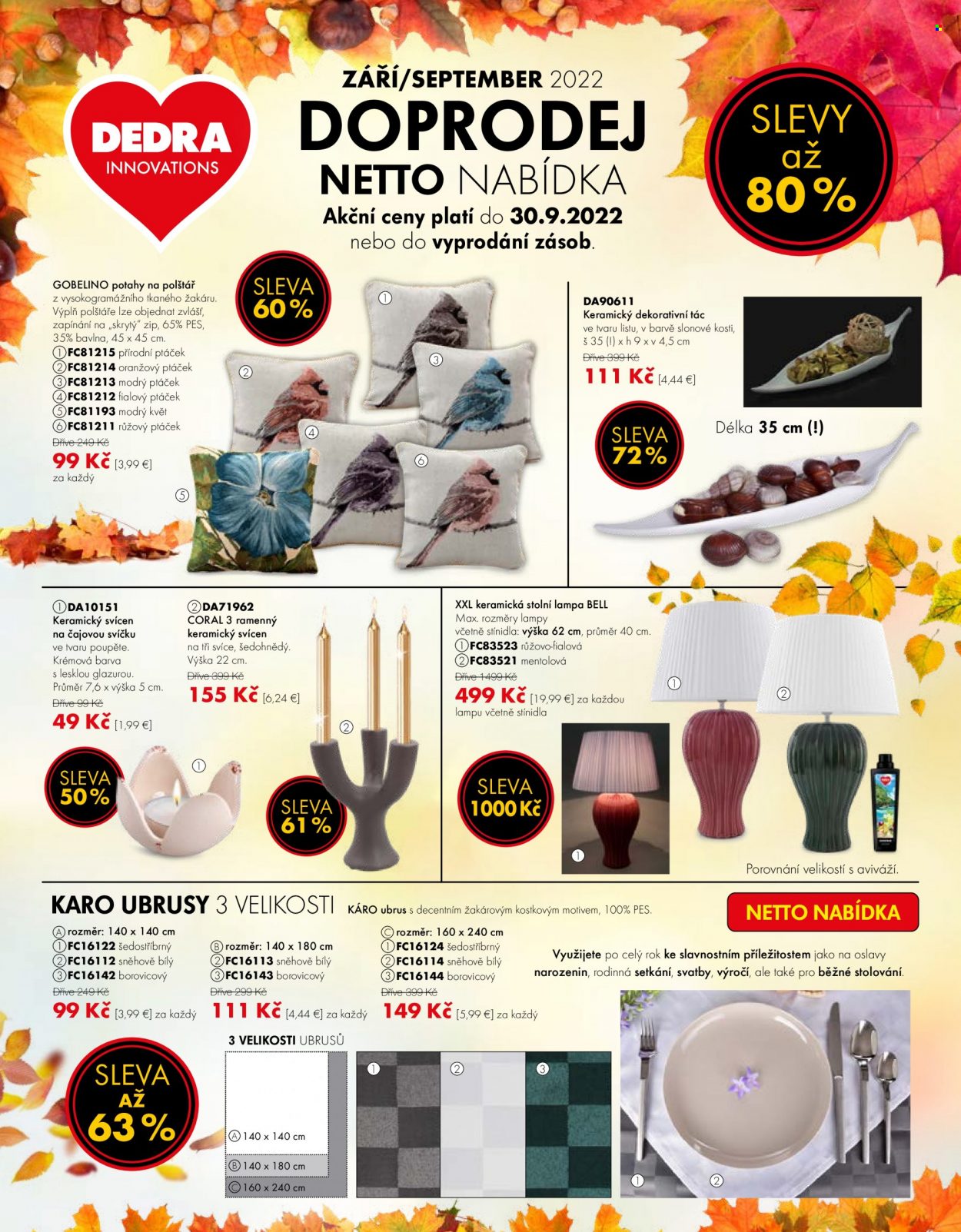 Leták Dedra - 1.9.2022 - 30.9.2022. Strana 1