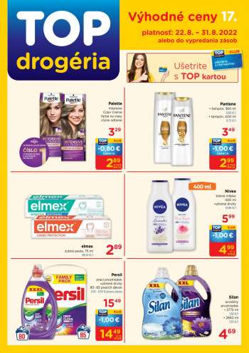 Leták TOP drogéria - 22.8.2022 - 31.8.2022.