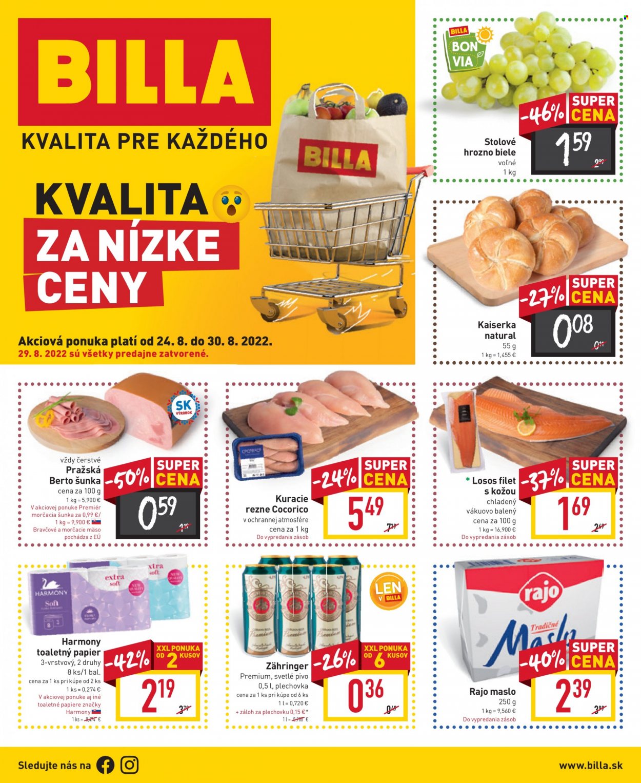 Leták Billa - 24.8.2022 - 30.8.2022. Strana 1
