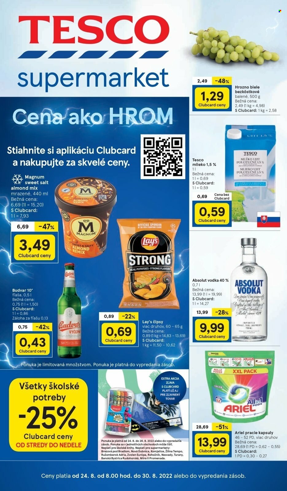 Leták TESCO supermarket - 24.8.2022 - 30.8.2022. Strana 1