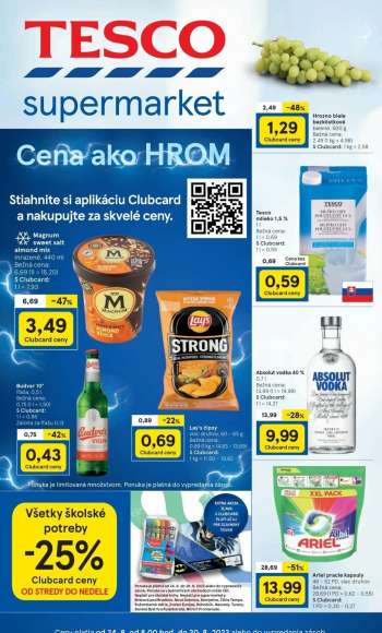 Leták TESCO supermarket - 24.8.2022 - 30.8.2022.
