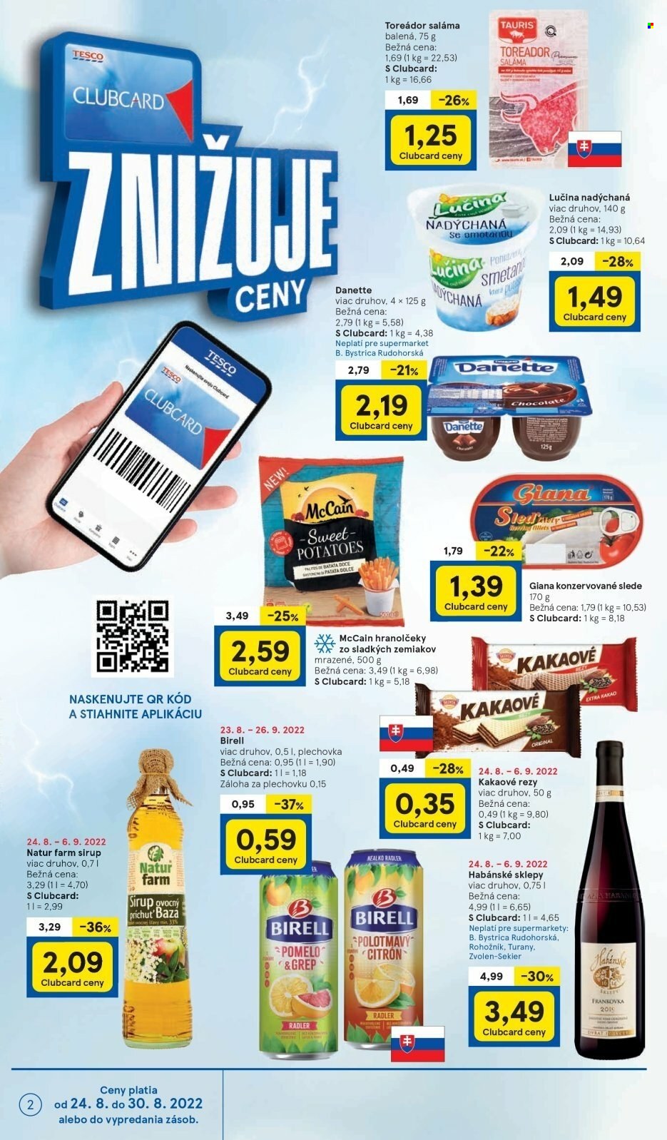 Leták TESCO supermarket - 24.8.2022 - 30.8.2022. Strana 2
